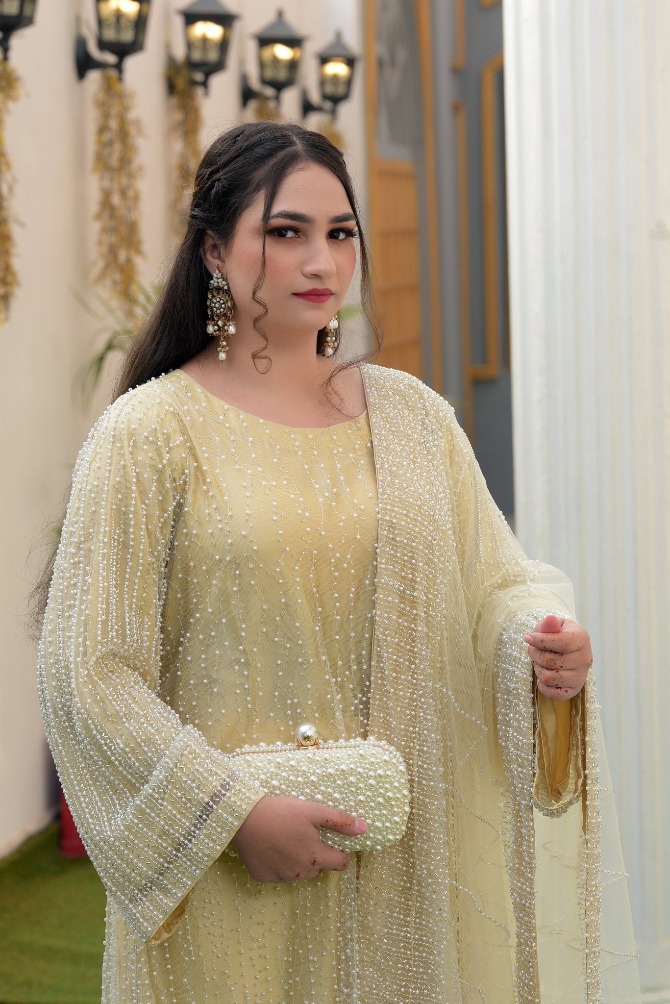 Full heavy work cut dana on net (Two piece) with full long shirt and dupatta - ENR Fashion