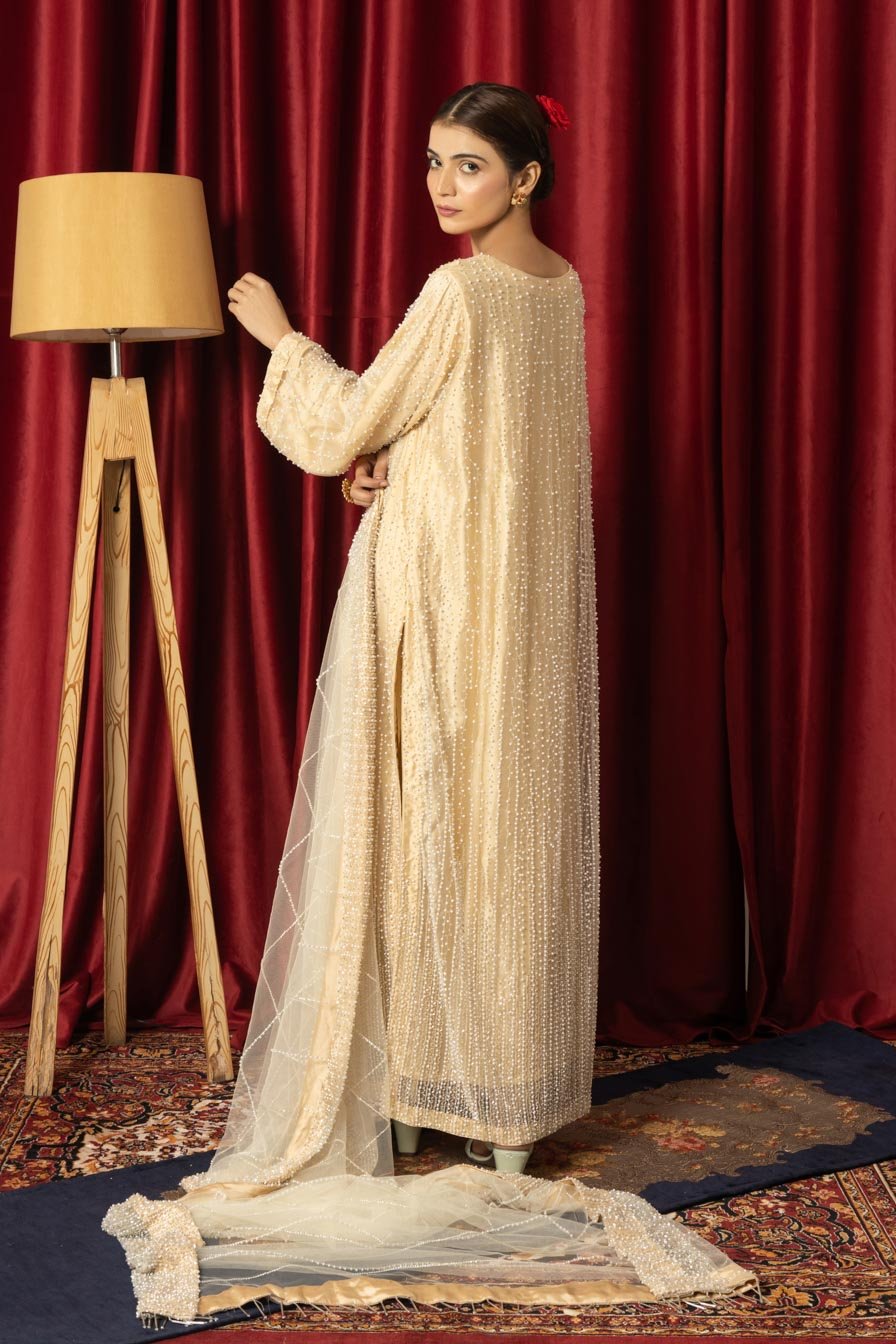 Full heavy work cut dana on net (Two piece) with full long shirt and dupatta - ENR Fashion